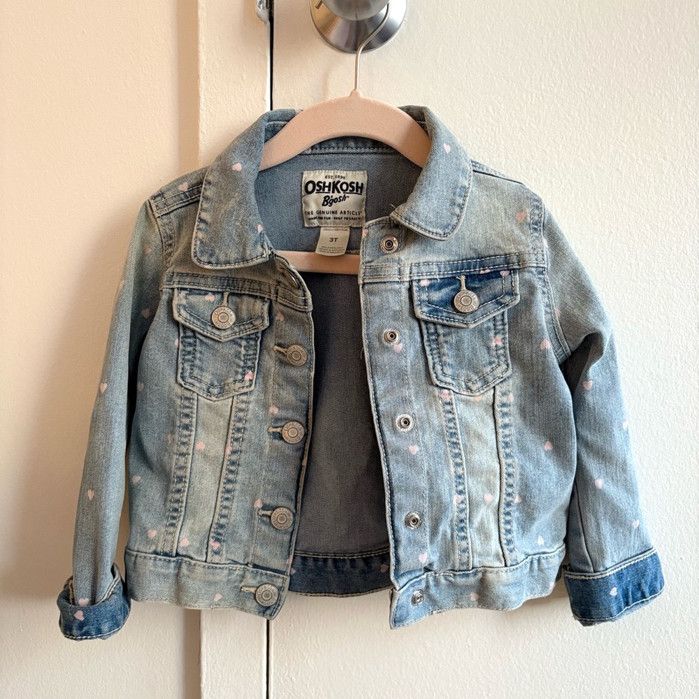 3T OshKosh B'gosh Denim Jacket with Pink Hearts